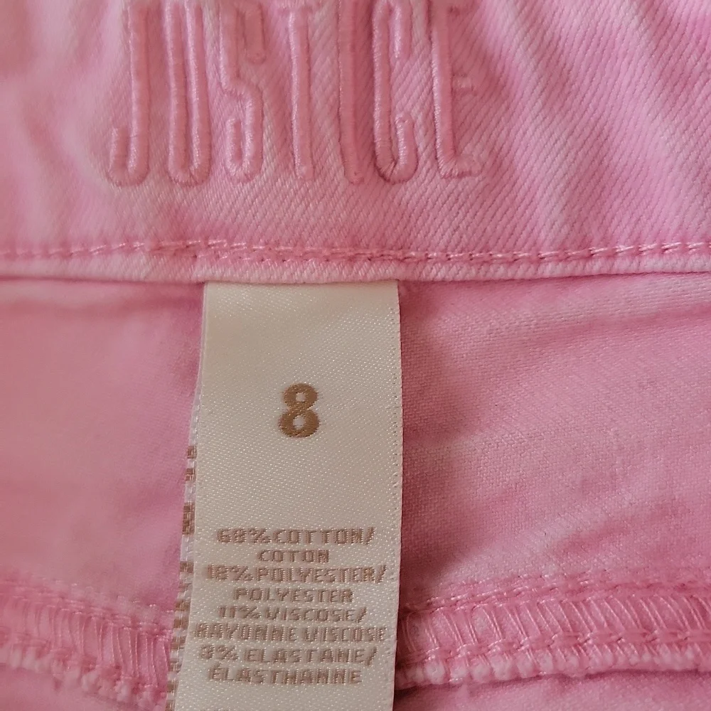 Justice Girls Cuffed Shorts · Light Pink · Zipper Snap Closure · Size 8